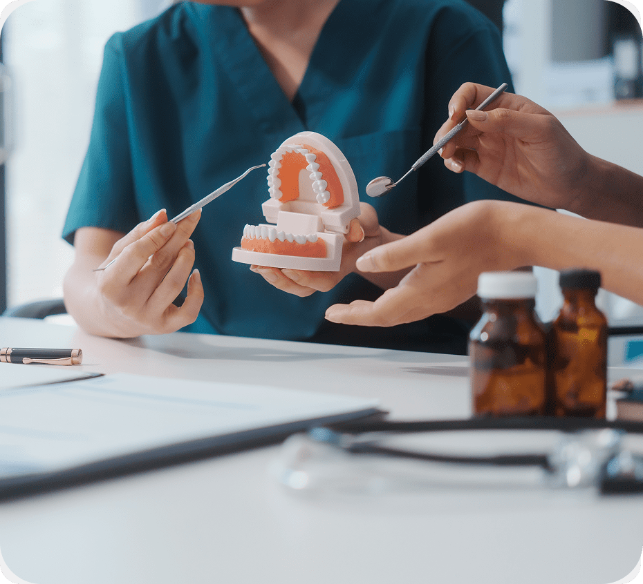 Dentists discussing oral health