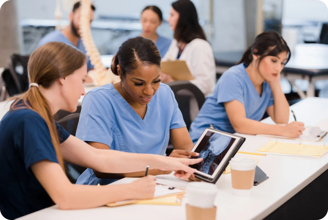 Group discussion in nursing training session